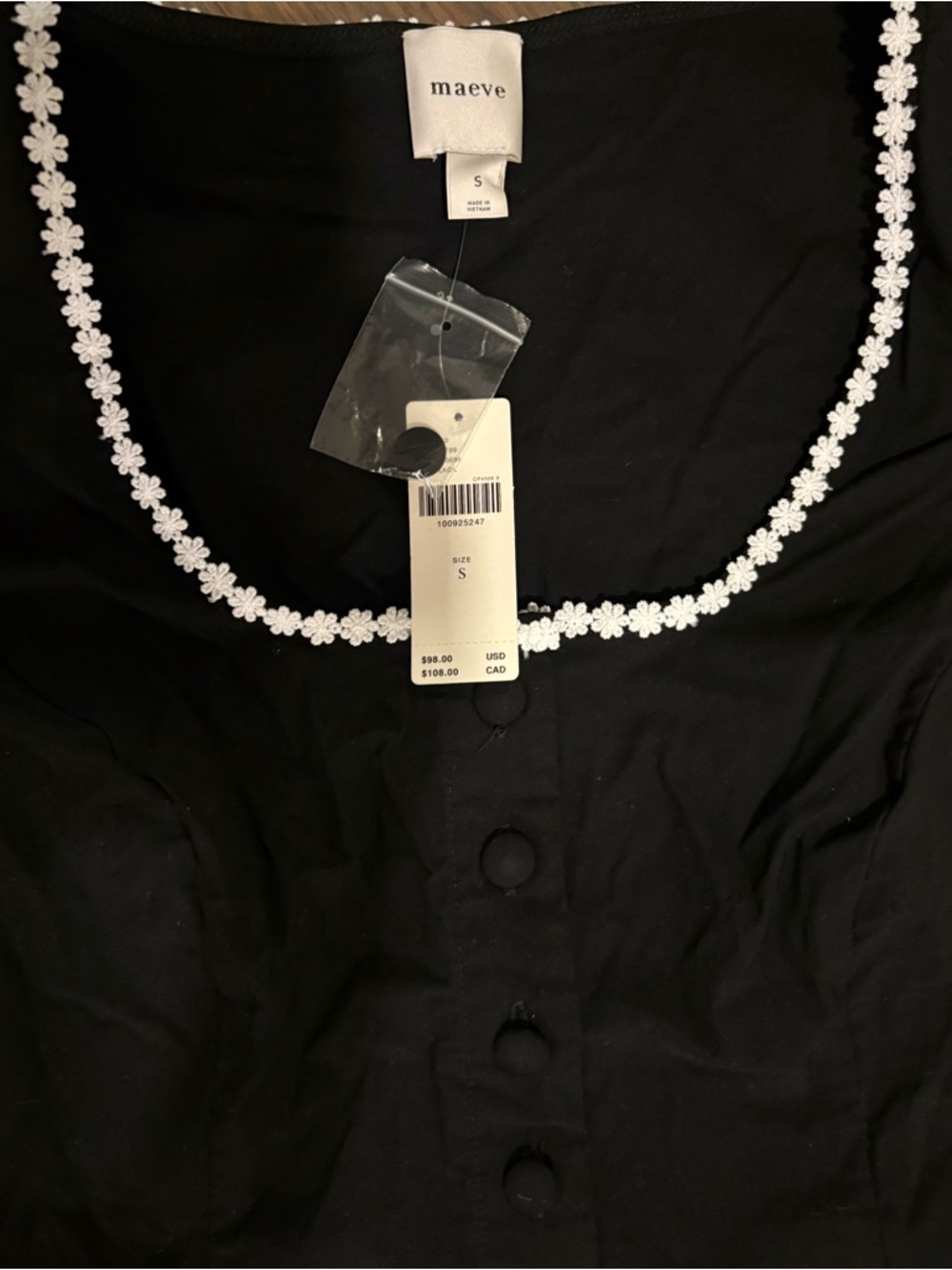 Anthropologie Maeve Scoop-Neck Lace Trim Blouse, Size Small, NWT!! - Picture 7 of 9
